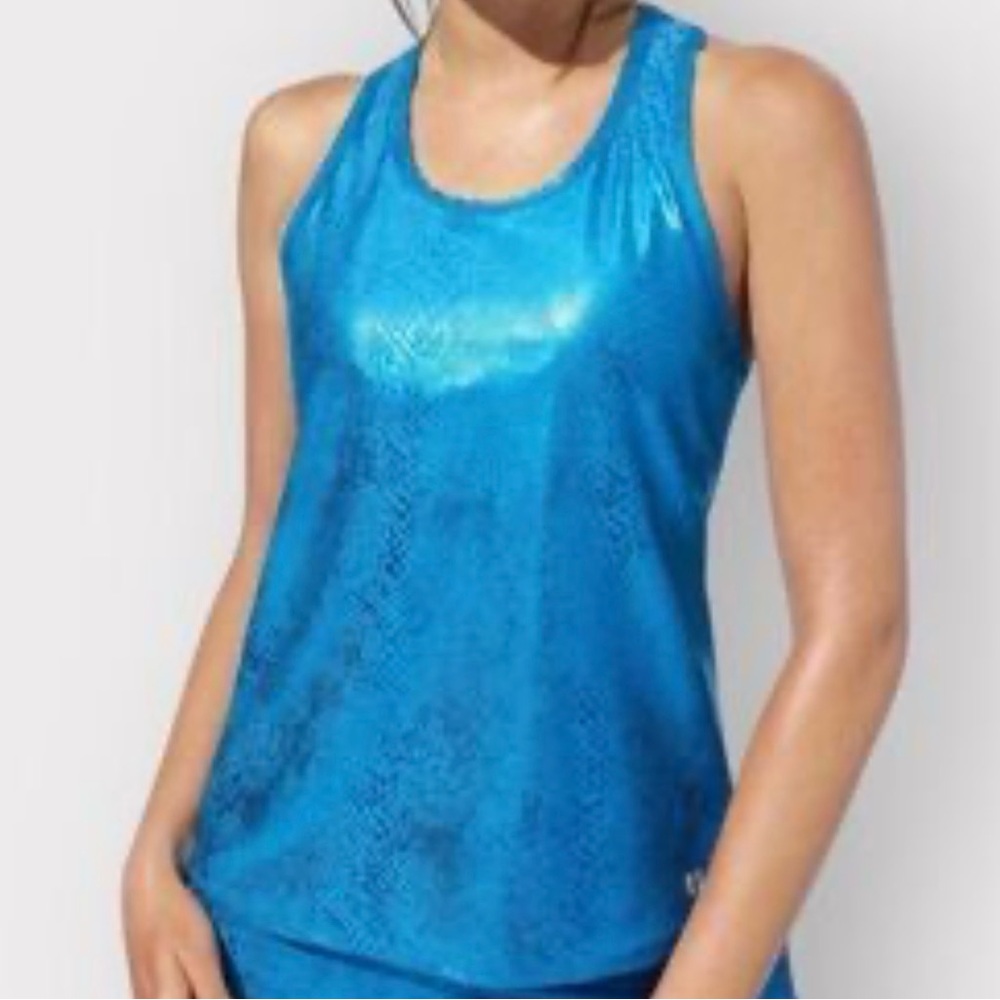 EleVen by Venus Williams Sparkling Blue Tank Top Metallic